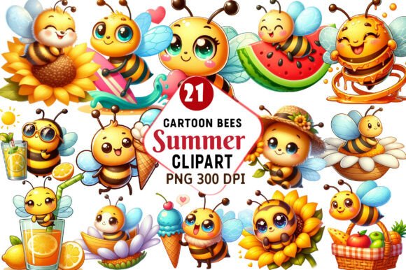 Adorable Summer Buzz: Cute Cartoon Bees Clipart for Every Project