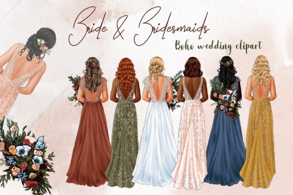 Bride and Bridesmaids Wedding Clipart: Essential Design Assets