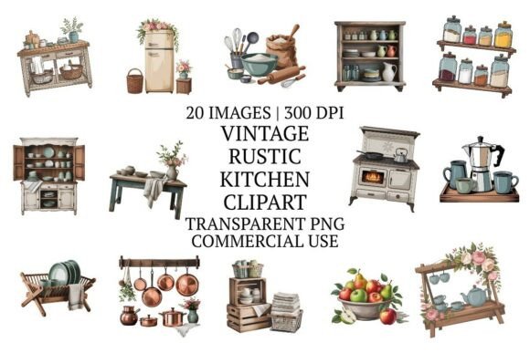 Charming Vintage Rustic Kitchen Clipart for Your Designs