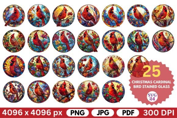 Christmas Cardinal Bird Stained Glass: A Designer's Holiday Asset