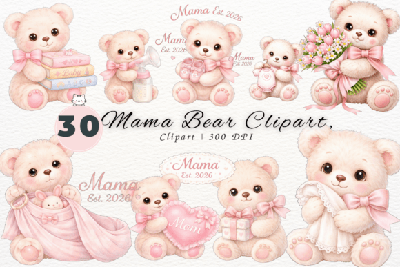 Cute Bear Floral Clipart: The Perfect Asset for Mother's Day