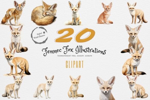 Desert Darling: 20 Fennec Fox PNGs for Creative Projects