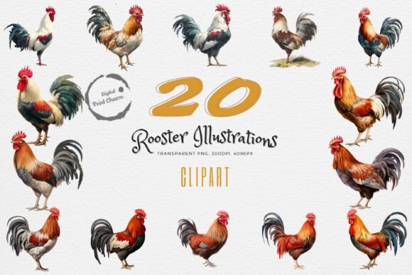Farmhouse Rooster PNG Bundle - WOW: A Designer's Rustic Toolkit