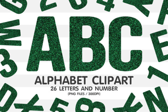 Green Glitter Alphabet Clipart PNG: A Designer's Playful Asset