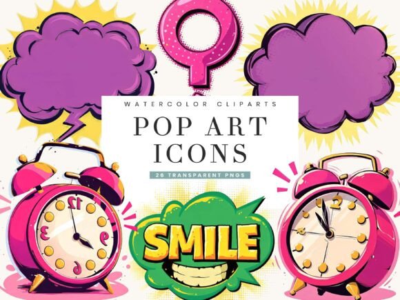 Inject Retro Energy: Mastering Pop Art Set Collection Icons Clipart