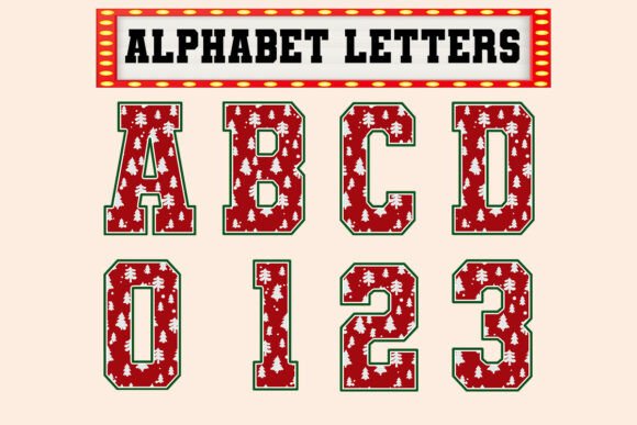 Red Tree Christmas Letter Alphabet: A Festive Design Asset