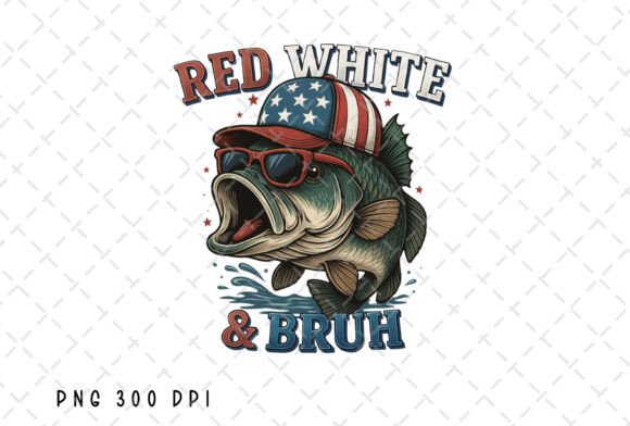 Red, White, and Bruh: A Patriotic Bass Fish Design for 4th of July