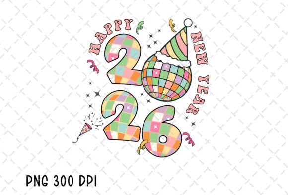 Retro Happy New Year 2026 Disco Ball PNG: Your Festive Design Asset