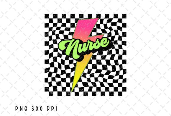Retro Nurse Lightning Bolt Checkered PNG: Unleash Nostalgic Energy