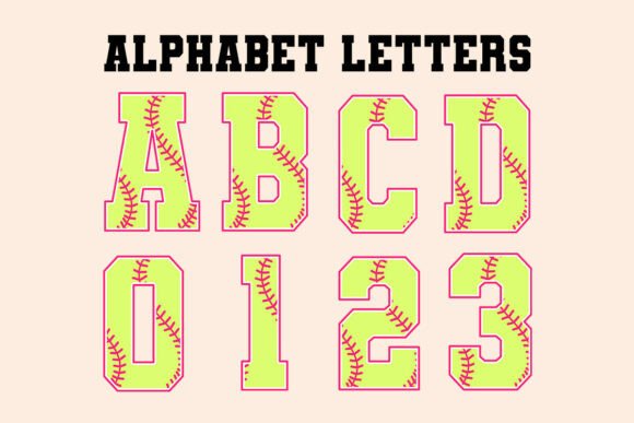 Softball Pink Stitch Alphabet Letters: Your Go-To Sporty Design Asset