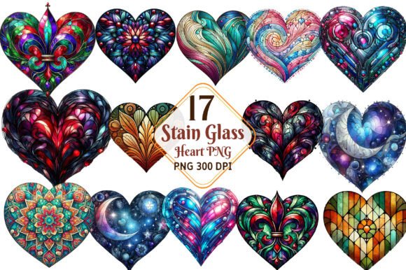 Stain Glass Heart Clipart Bundle: Adding Luminous Detail to Your Designs