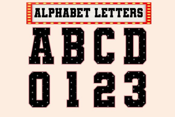 Unleash Your Creativity with Black and Stars Alphabet&Numbers PNG
