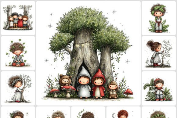 Unlock Creative Potential with Mystical Nature Characters Clipart 40 JP
