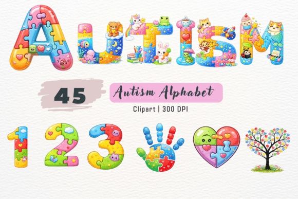 Watercolo Autism Alphabet PNG Clipart: A Creative Asset