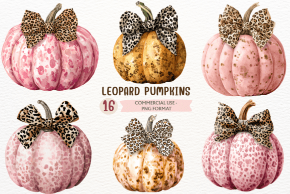 Watercolor Leopard Pumpkin Clipart PNG: Unleashing Wild Autumn Creativity