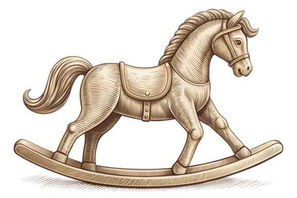 Watercolor Wooden Rocking Horse Bundle for Timeless Designs