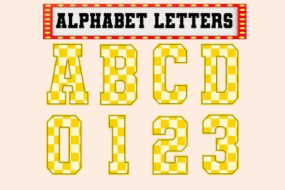 Yellow Checkered Alphabet Letters Png: Bold & Playful Design